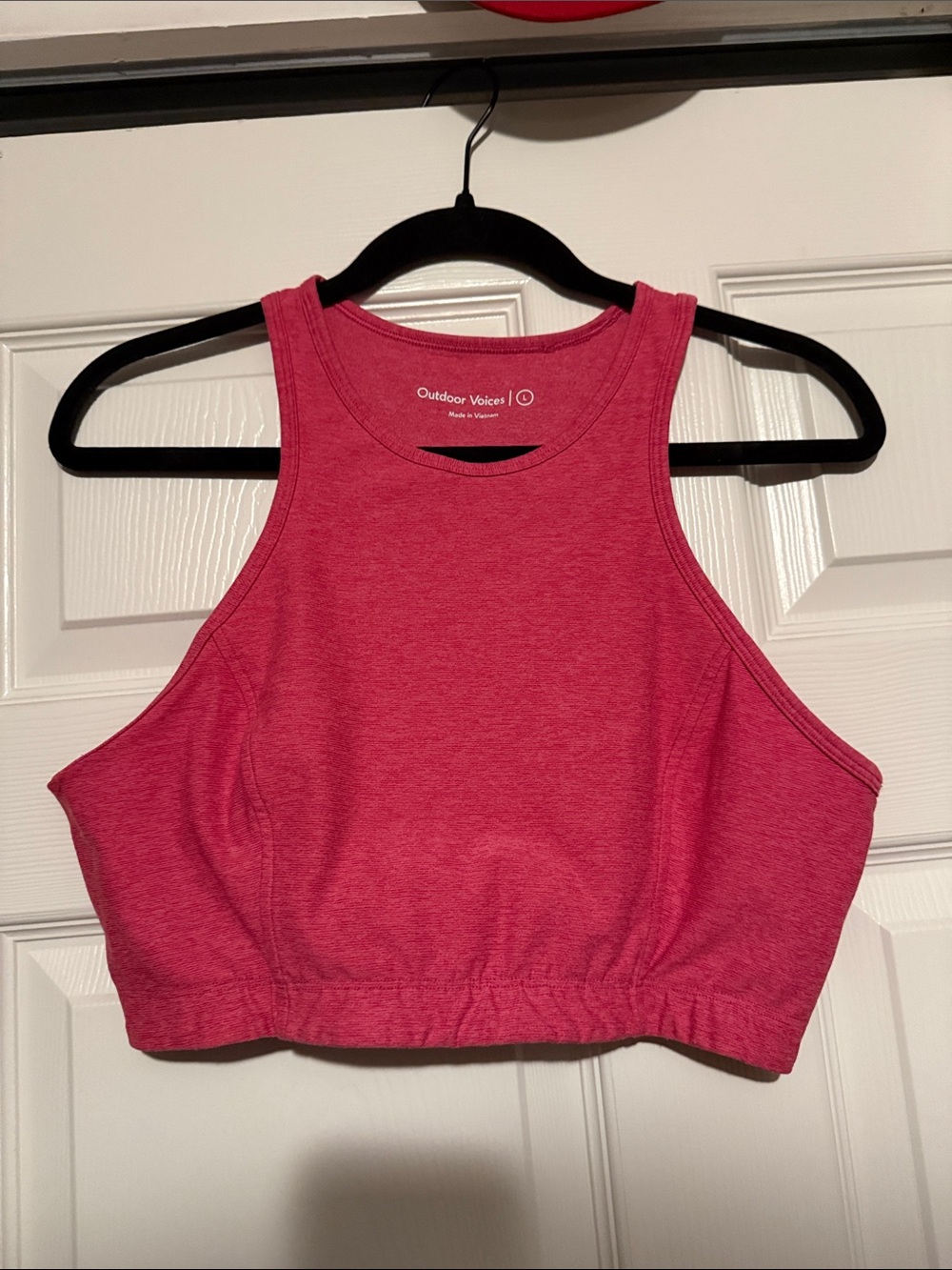 Outdoor Voices Hot Pink High-Neck Racerback Crop Tank